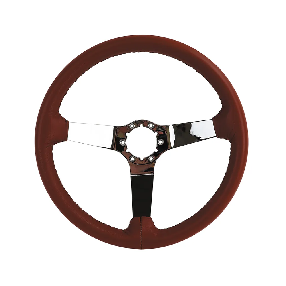C3 1981 Corvette Leather Steering Wheel W/Chrome Spokes - 14.5-Inch