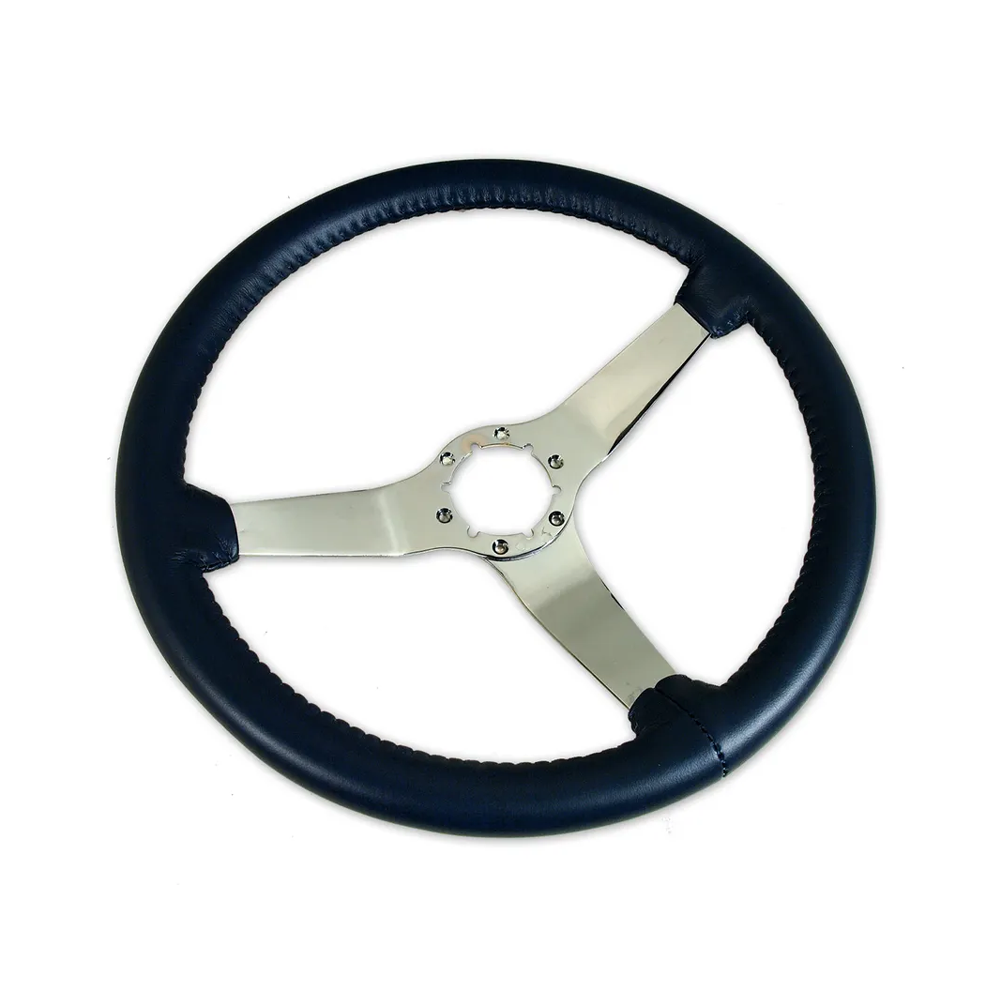 C3 1982 Corvette Leather Steering Wheel W/Chrome Spokes - 14.5-Inch