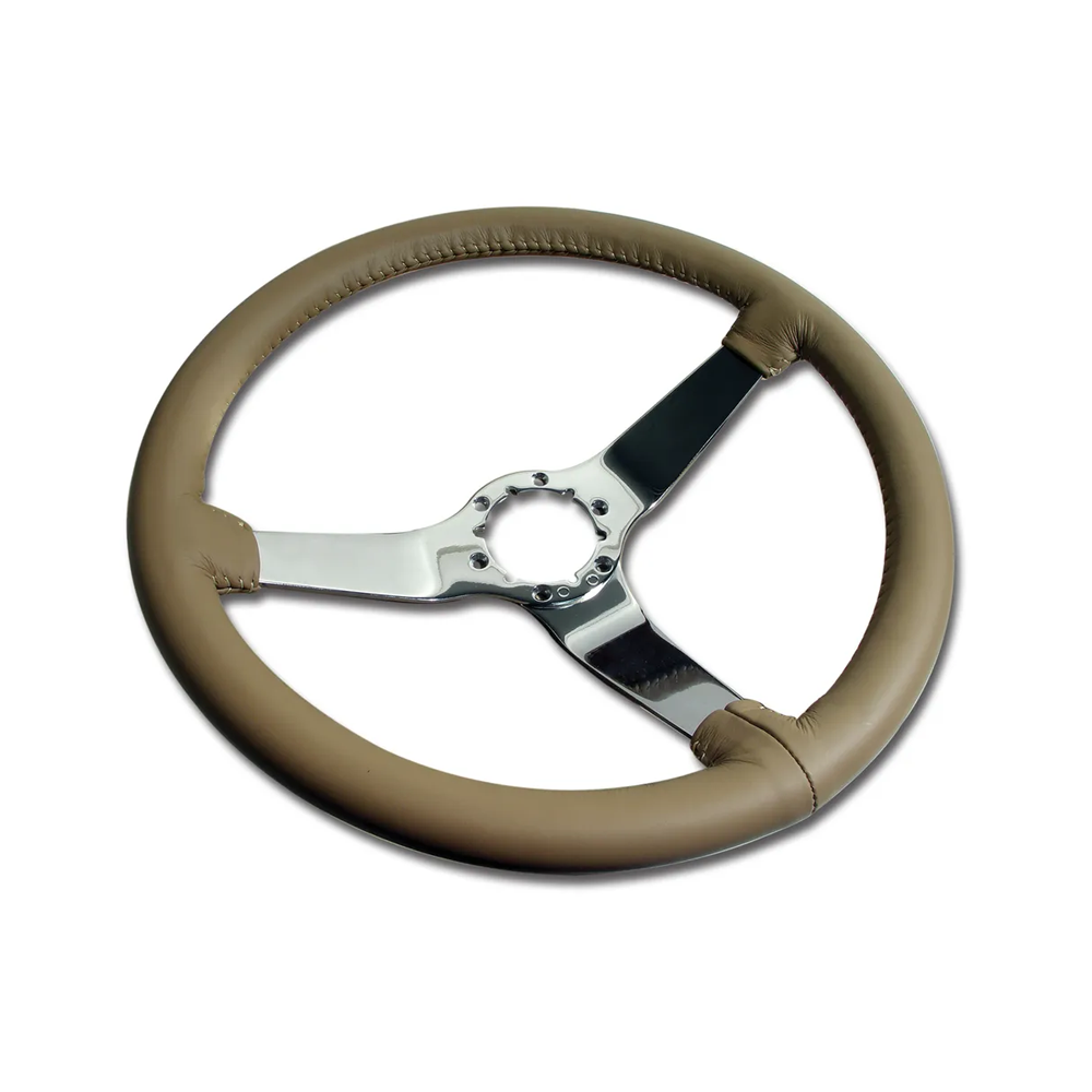 C3 1981 Corvette Leather Steering Wheel W/Chrome Spokes - 14.5-Inch