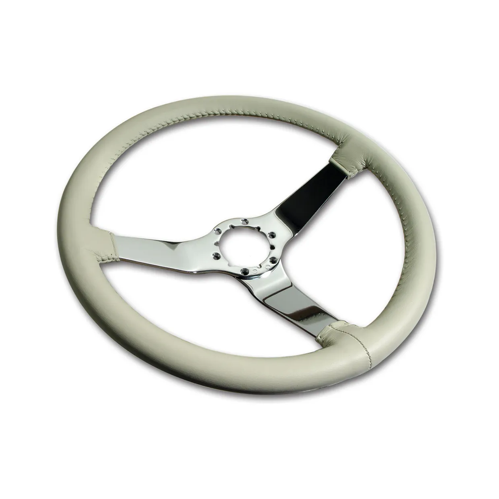 C3 1980 Corvette Leather Steering Wheel W/Chrome Spokes - 14.5-Inch