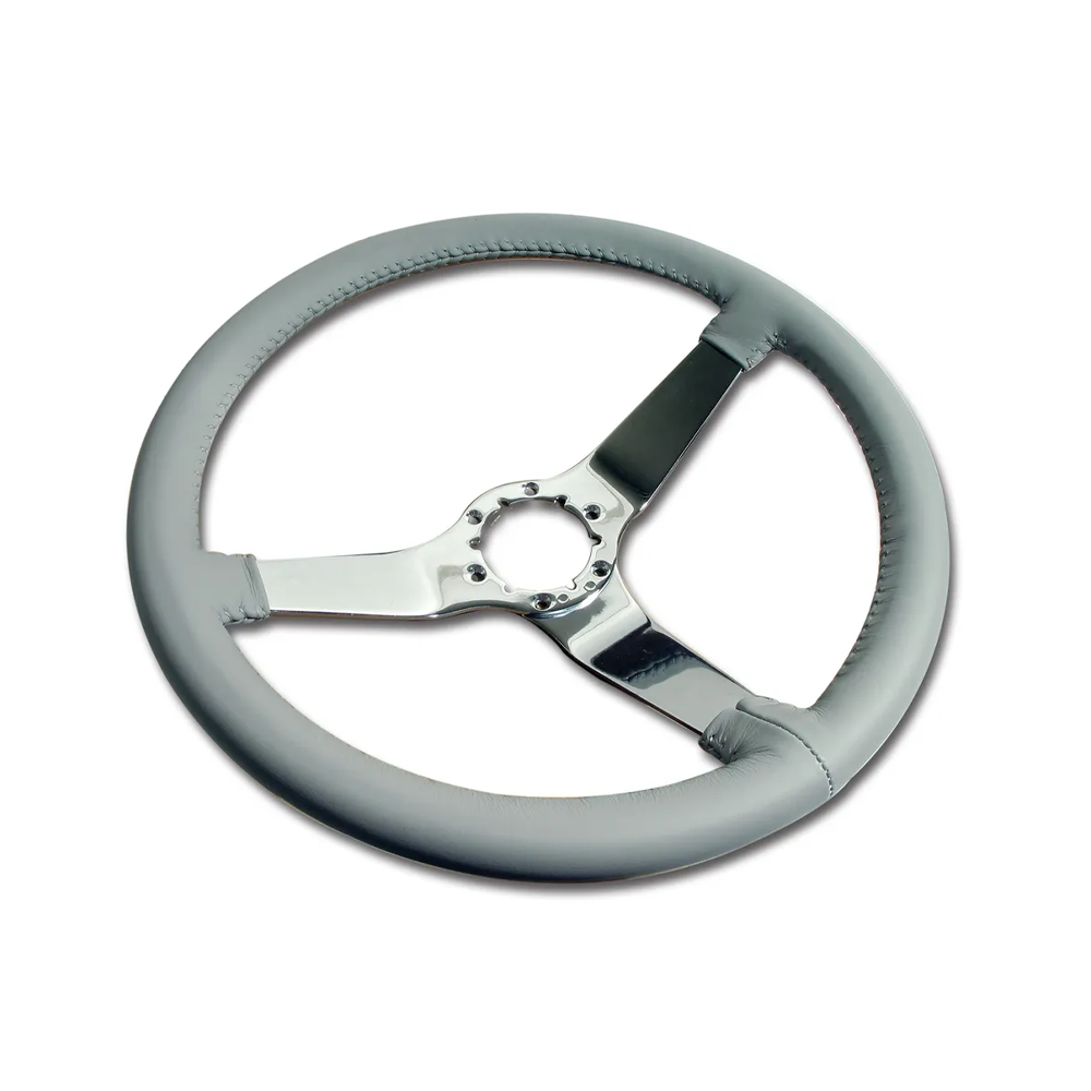 C3 1977 Corvette Leather Steering Wheel W/Chrome Spokes - 14.5-Inch