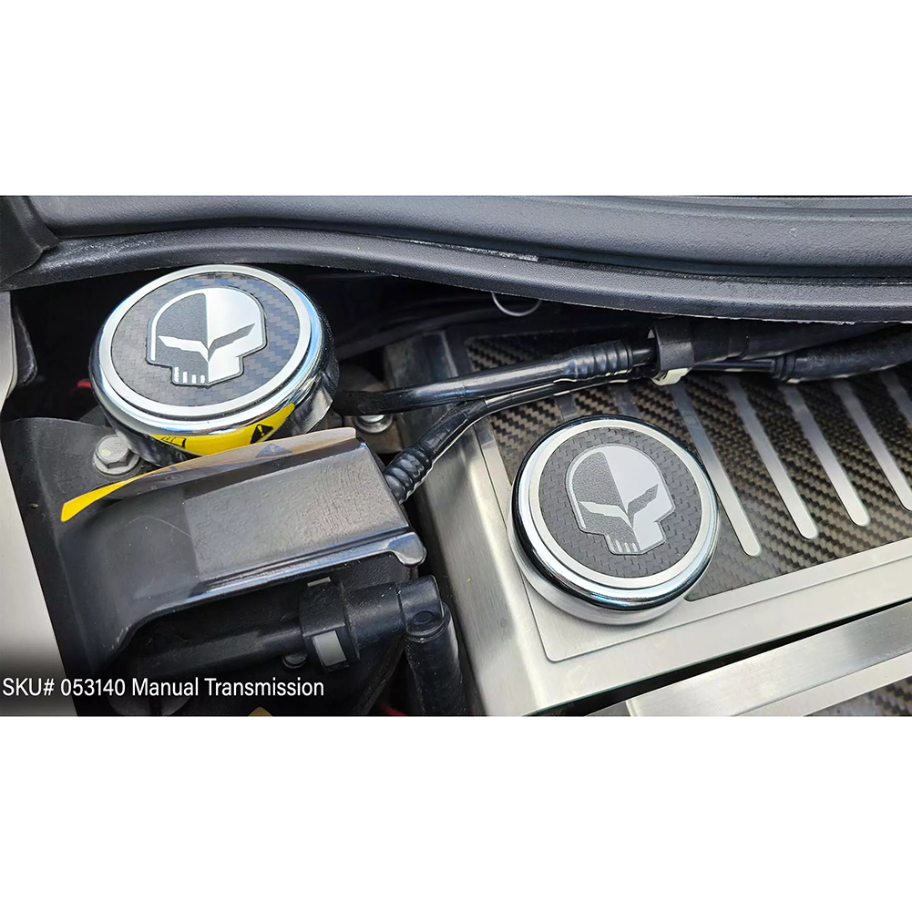 Corvette Engine Cap Set Jake Logo Stainless 6pc Manual Trans - Carbon Fiber : 2014-2019 C7 Stingray Z06, ZR1, Grand Sport