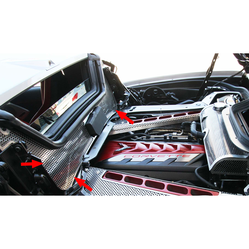 C8 Corvette HTC Rear Window Frame Brushed Trim- Stainless Steel : Polished Perforated