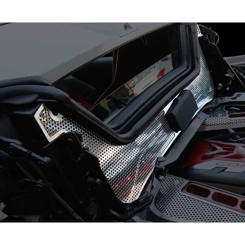 C8 Corvette HTC Rear Window Frame Brushed Trim- Stainless Steel : Polished Perforated