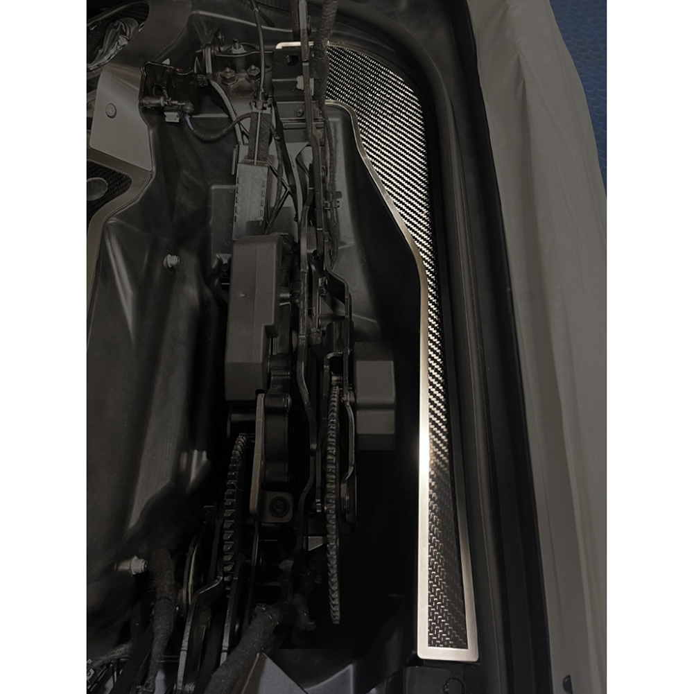 C8 Corvette HTC Hinge Dress Up Plates : Brushed Stainless w/ Carbon Fiber