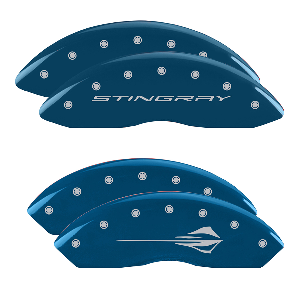 C8 Corvette Stingray Brake Caliper Cover Set with "Stingray" Script Front / "Stingray Fish" Logo Rear