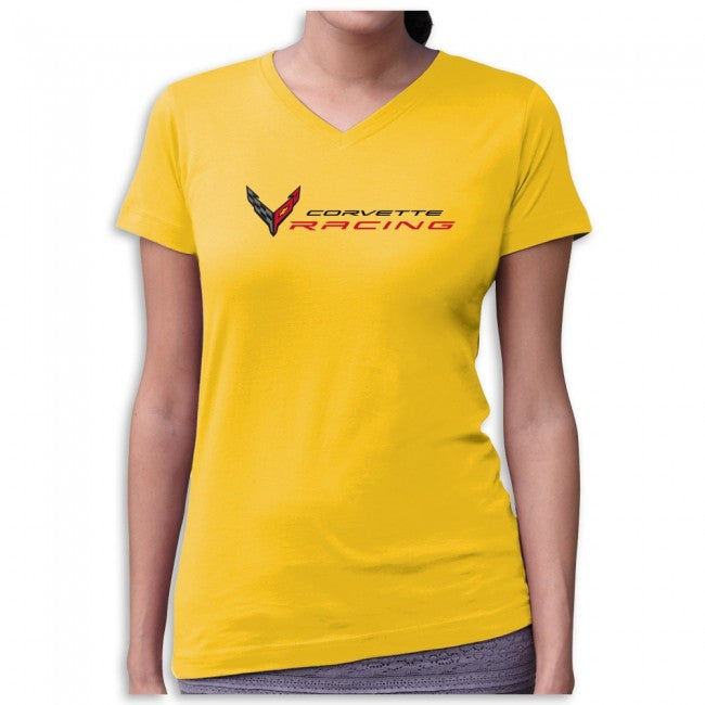 C8 Corvette Racing Ladies V-Neck Jersey Tee : Yellow
