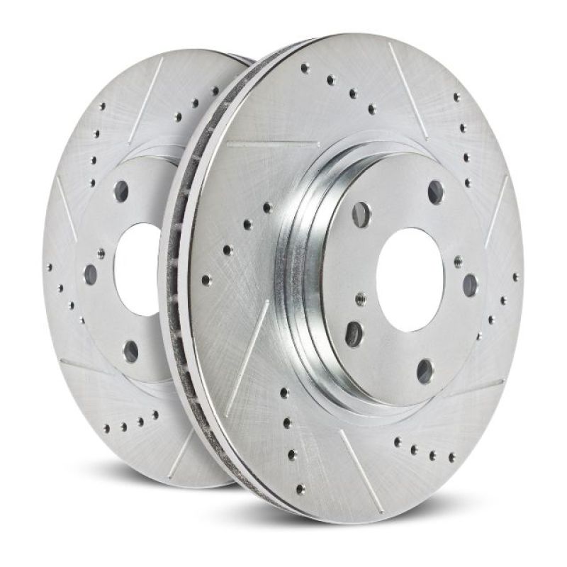 Corvette Power Stop Front Evolution Drilled & Slotted Rotors - Pair 1963-1982