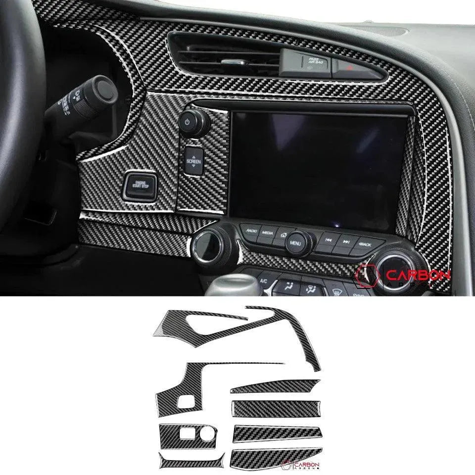 C7 Corvette 2014-2019 Carbon Fiber Multimedia Dash Trim Overlay - carbonaddons Carbon Fiber Parts, Accessories, Upgrades, Mods