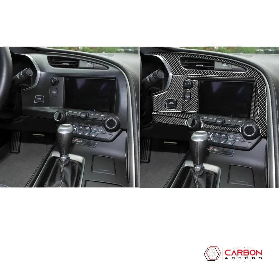 C7 Corvette 2014-2019 Carbon Fiber Multimedia Dash Trim Overlay - carbonaddons Carbon Fiber Parts, Accessories, Upgrades, Mods