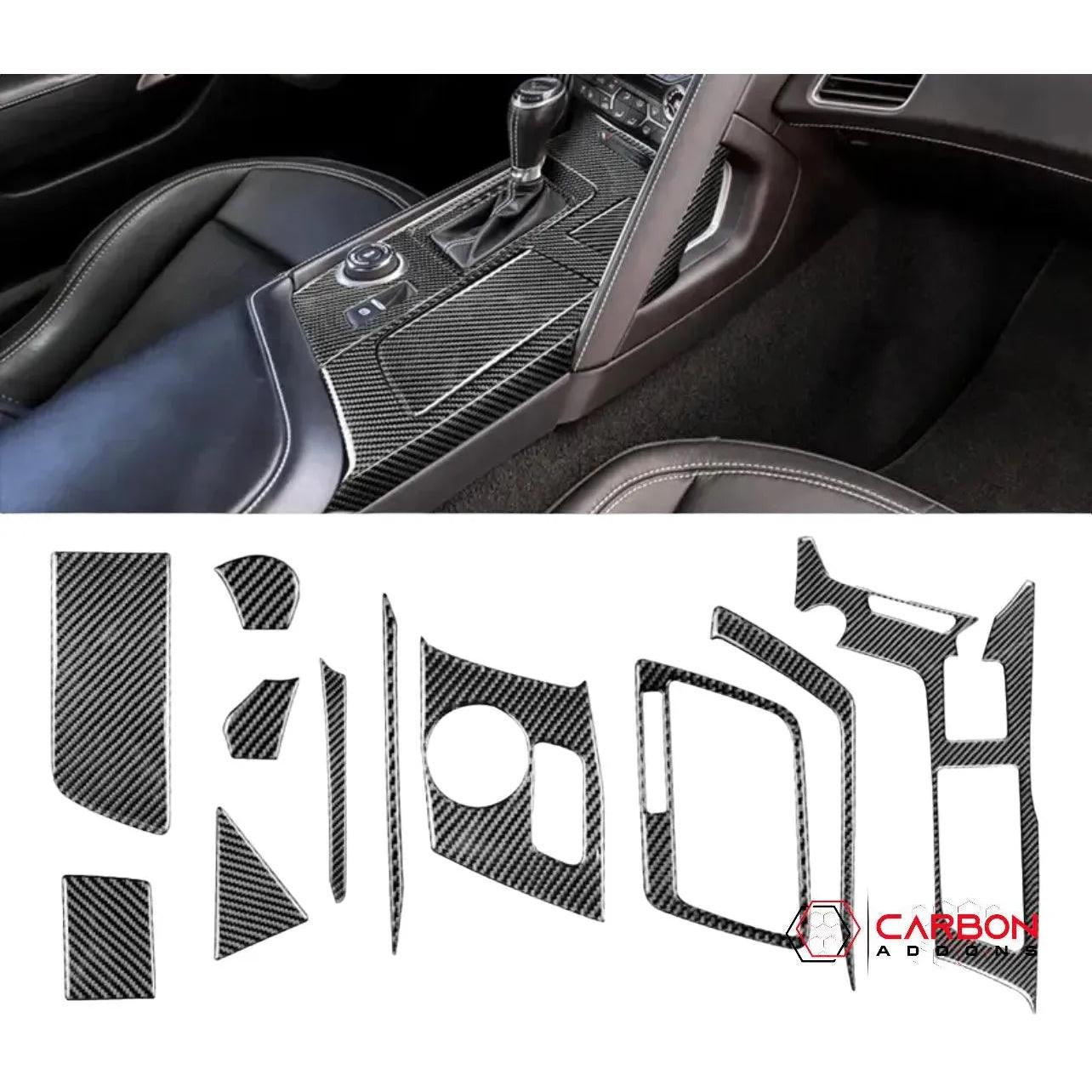 C7 Corvette 2014-2019 Center Console Carbon Fiber Overlay - carbonaddons Carbon Fiber Parts, Accessories, Upgrades, Mods