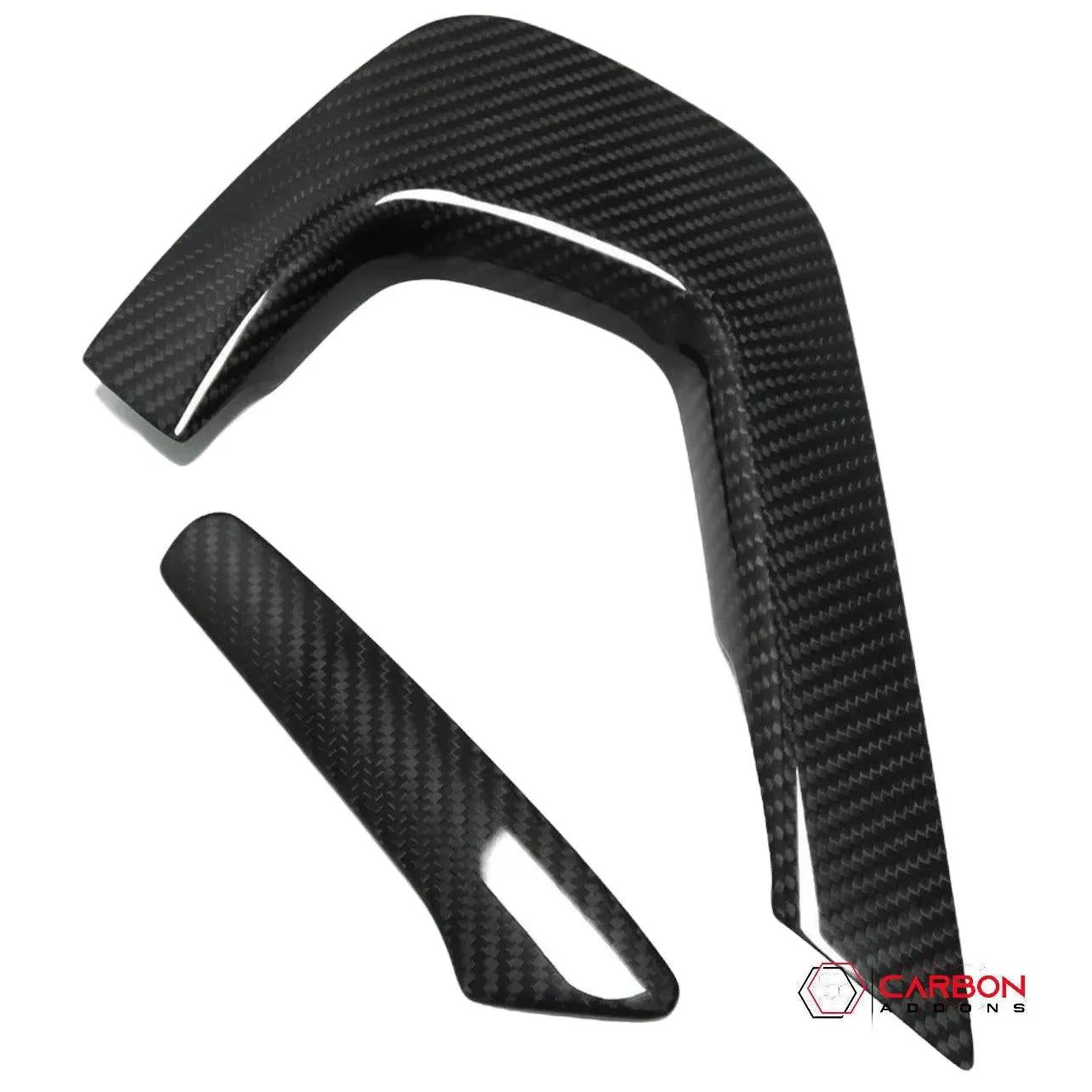 C7 Corvette 2014-2029 Carbon Fiber Center Console Handle Trim Covers - carbonaddons Carbon Fiber Parts, Accessories, Upgrades, Mods