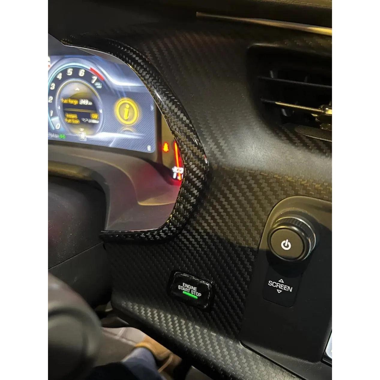 C7 Corvette 2014–2019 Carbon Fiber Gauge Bezel Chrome Delete Cover - carbonaddons Carbon Fiber Parts, Accessories, Upgrades, Mods