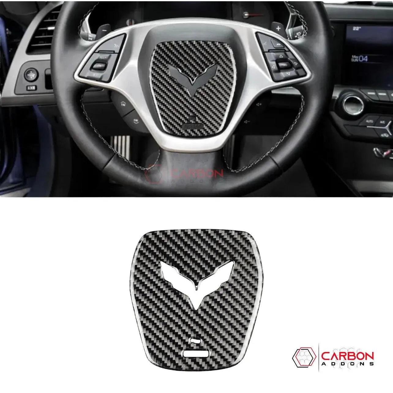 C7 Corvette Carbon Fiber Center Steering Wheel Overlay 2014-2019 - carbonaddons Carbon Fiber Parts, Accessories, Upgrades, Mods