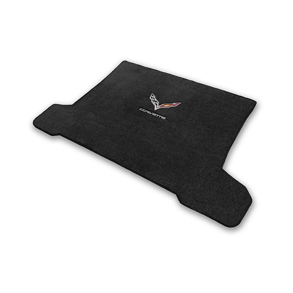 C7 Corvette Stingray Cargo Mat Coupe - Lloyds Mats with Crossed Flags & Corvette Script (Dark Grey)
