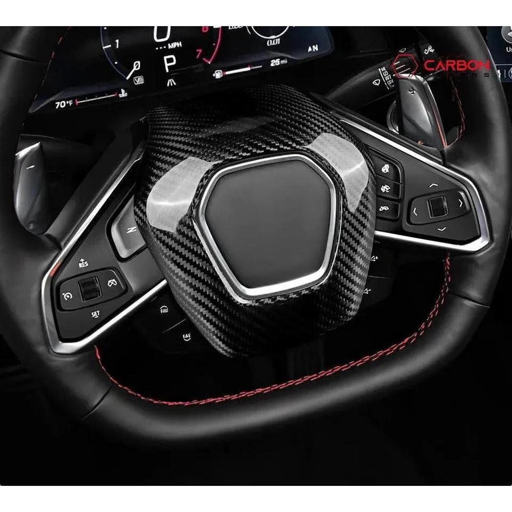 C8 2020+ Corvette Steering Wheel Carbon Fiber Airbag Cover