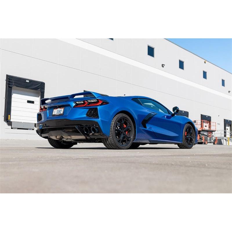 Corvette C8 Corsa 3in Valved Cat-Back 4.5in Blk Quad Tips Fits Factory Perf Exhaust Deletes AFM 2020-2024