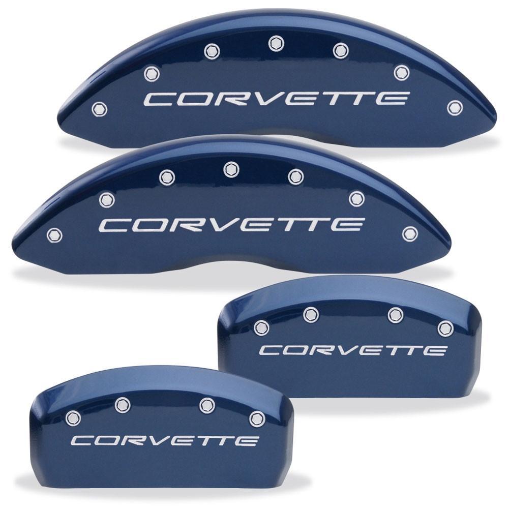 Corvette Brake Caliper Cover Set (4) - Body Color Matched with SilverBolts and Script : 1997-2004 C5 & Z06