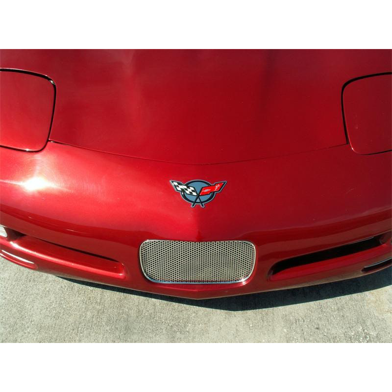 Corvette Front Tag-back Plate 1pc | Perforated Stainless Steel : 1997-2004 C5 & Z06