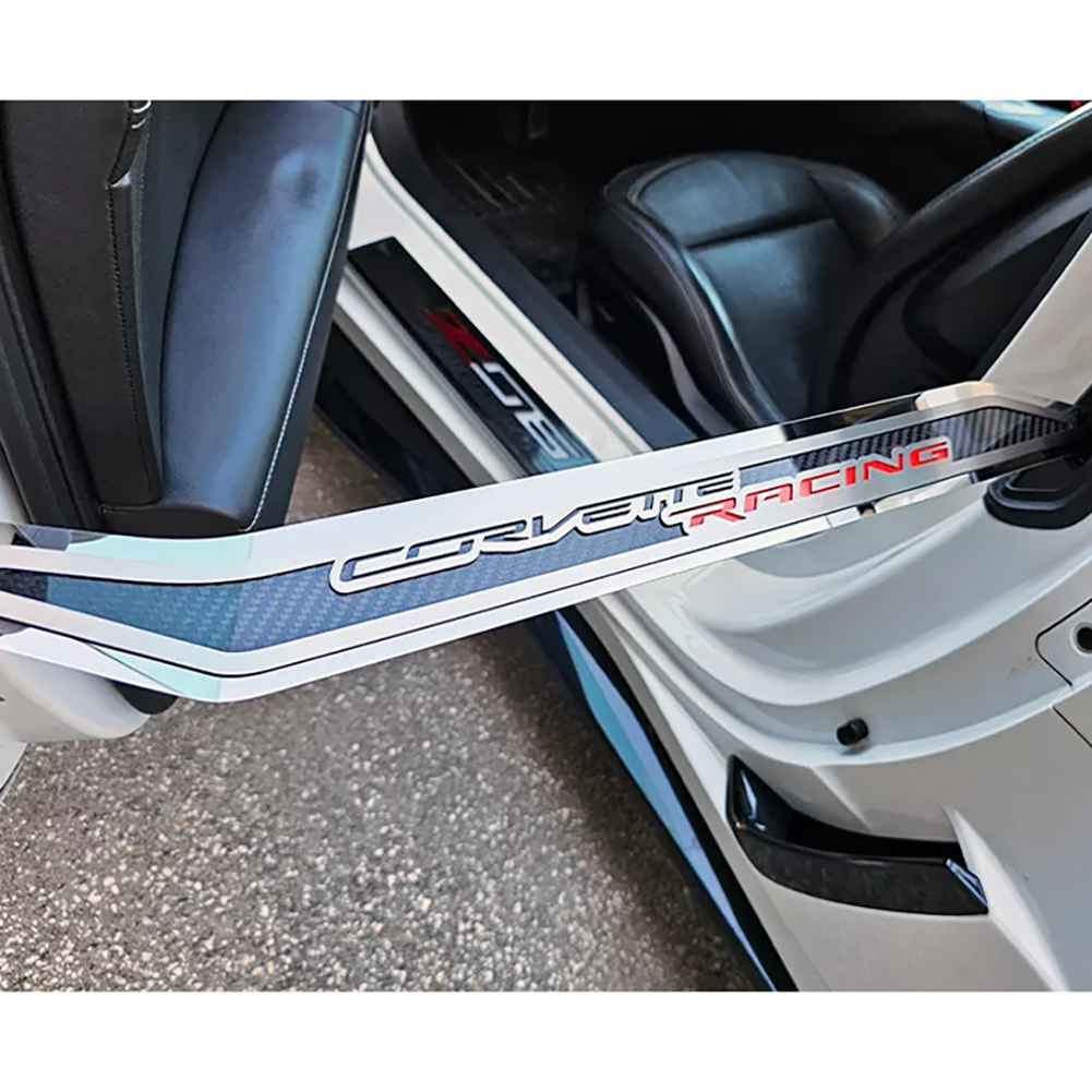 Corvette  Door Prop Stainless w/ Real Carbon Fiber Insert 'Corvette Racing':C7 2014-2019