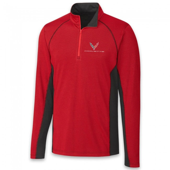 C8 Corvette Colorblock Quarter Zip Pullover - Red/Black