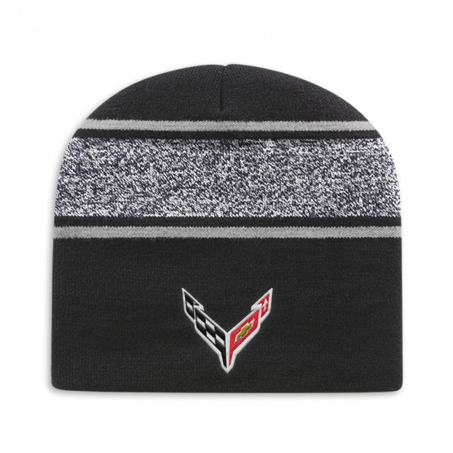 C8 Striped Cuffed Beanie : Black/Gray