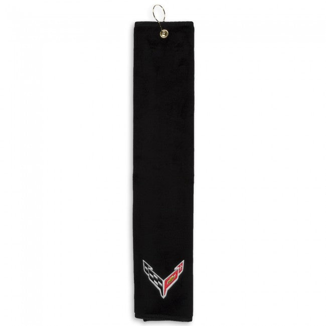 C8 Corvette Microfiber Scrubber Golf Towel : Black