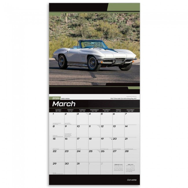 Corvette 2026 16 Month Calendar 12"x 24"