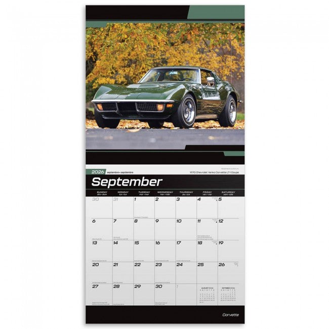 Corvette 2026 16 Month Calendar 12"x 24"