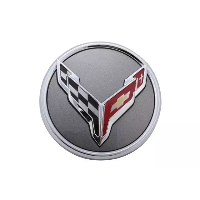 C8 2020-2024 Corvette Silver/Chrome Wheel Center Cap With Flags: Silver