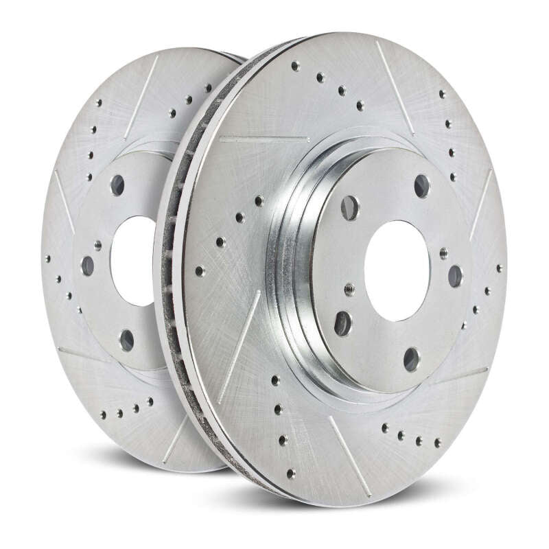 Corvette Power Stop Rear Evolution Drilled & Slotted Rotors - Pair 1963-1982