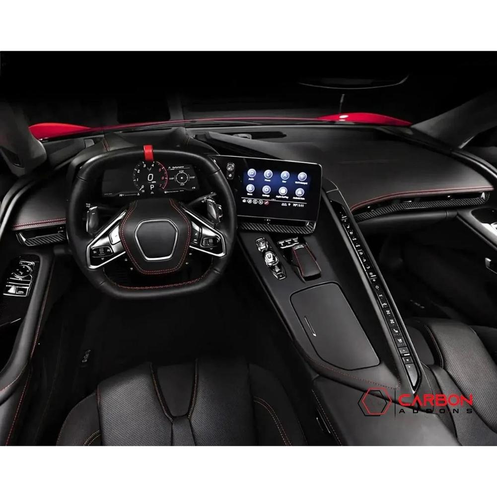 C8 Corvette Dash Chrome Trim Carbon Fiber Cover Kit