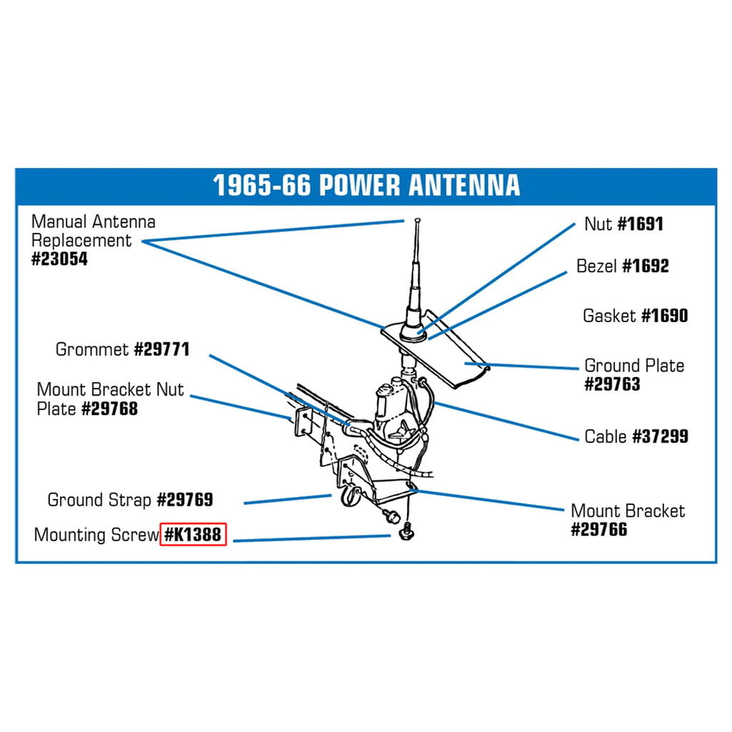C2 1965-1967 Chevrolet Corvette Power Antenna Bracket Bolt - 3Pc