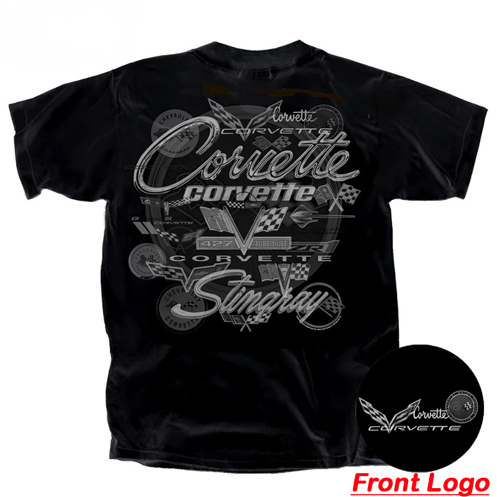 Corvette All Year Corvette Logo T-shirt : Black C1-C8