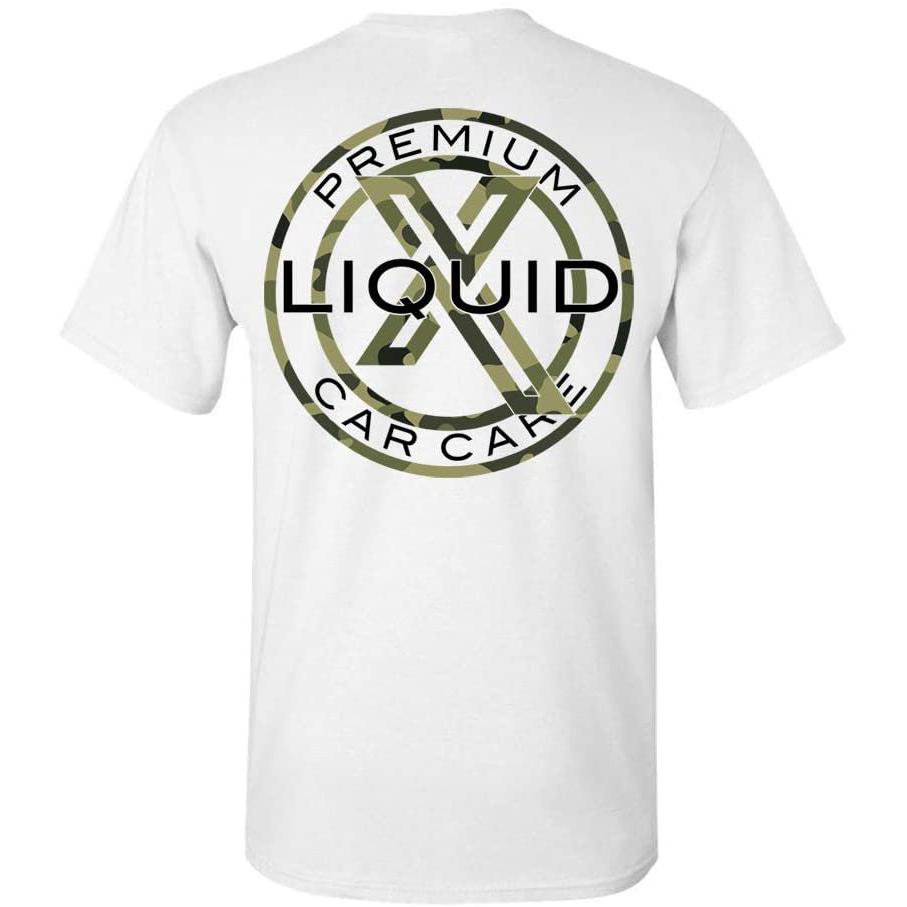 Liquid X Circle Logo Camo Print Men's T-Shirt - White