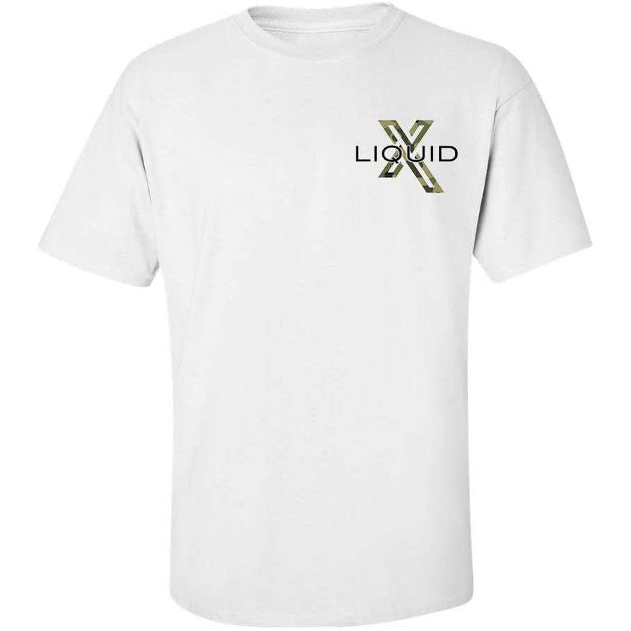 Liquid X Circle Logo Camo Print Men's T-Shirt - White