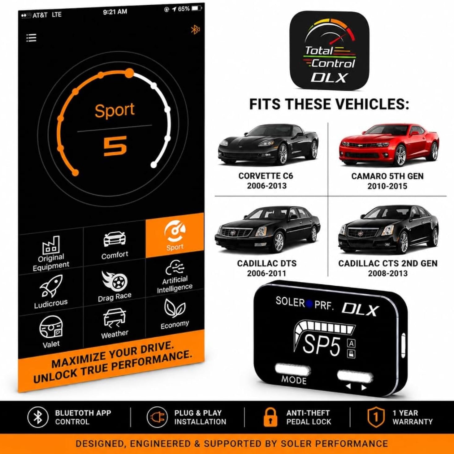 Corvette Soler Performance DLX Bluetooth Throttle Controller : 2006-2013 C6, Z06, ZR1, Grand Sport