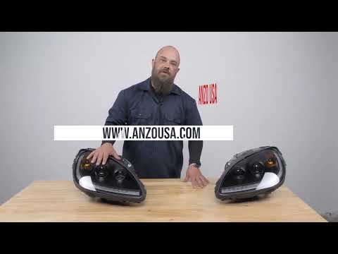 Corvette C6 ANZO Projector Plank Style Switchback Headlight. Black Amber : 2005-2013