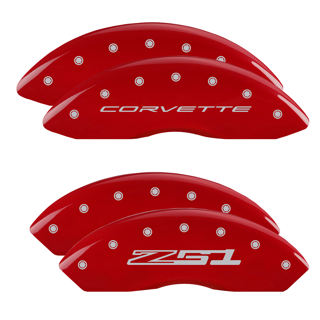C8 Corvette Stingray Brake Caliper Cover Set with "Corvette" Script Front / "Z51" Logo Rears