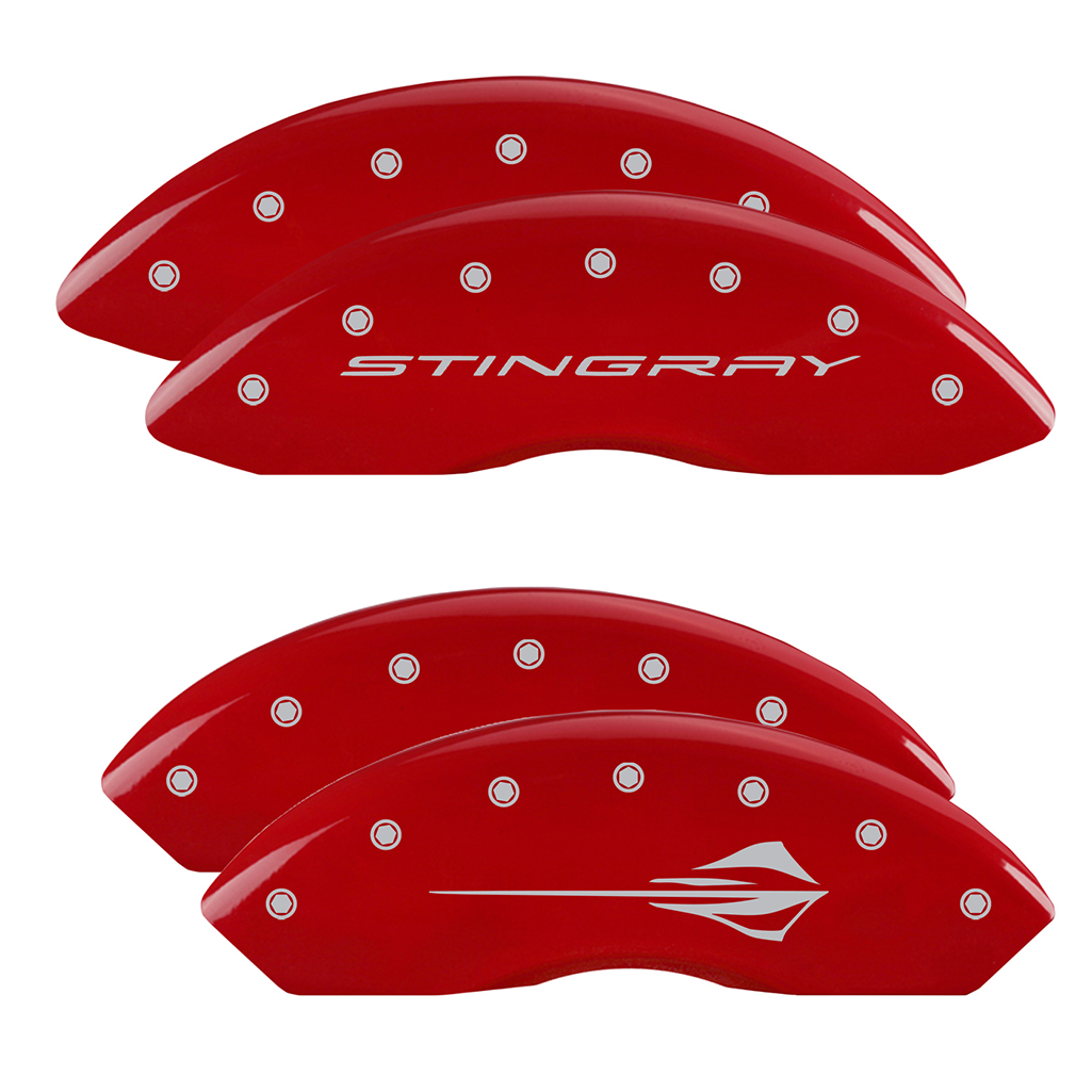 C8 Corvette Stingray Brake Caliper Cover Set with "Stingray" Script Front / "Stingray Fish" Logo Rear