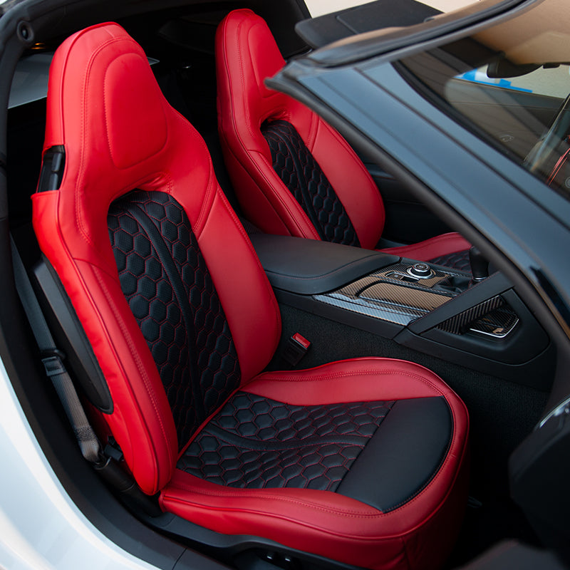 Corvette Custom Leather Seat Covers - Standard Seats : 2014-2019 C7 Stingray, Z51, Z06, Grand Sport