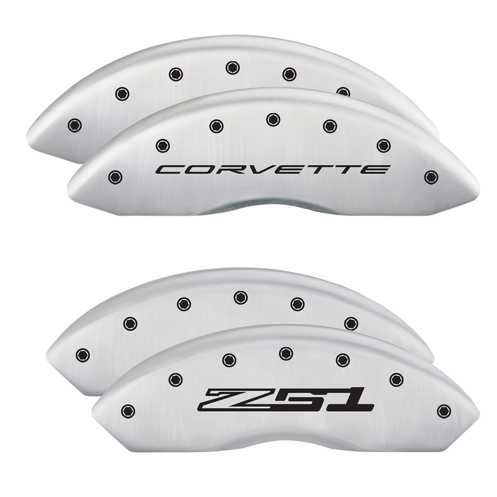 C8 Corvette Stingray Brake Caliper Cover Set with "Corvette" Script Front / "Z51" Logo Rears