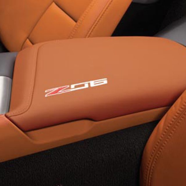 Corvette - Z06 Logo Embroidered Leather Console Armrest : C7 Z06