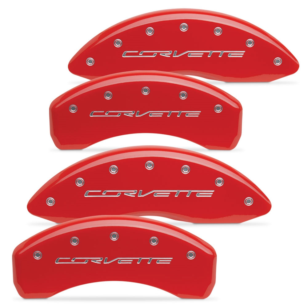 C7 Z06 Corvette Brake Caliper Cover Set with "CORVETTE" Script : Red