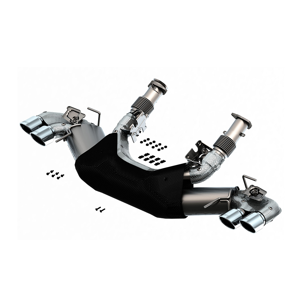 C8 Corvette Stingray Exhaust - Borla S-Type Cat Back : Quad 4.0" Dual Rolled Angle Polished Tips 2020-2021 Only