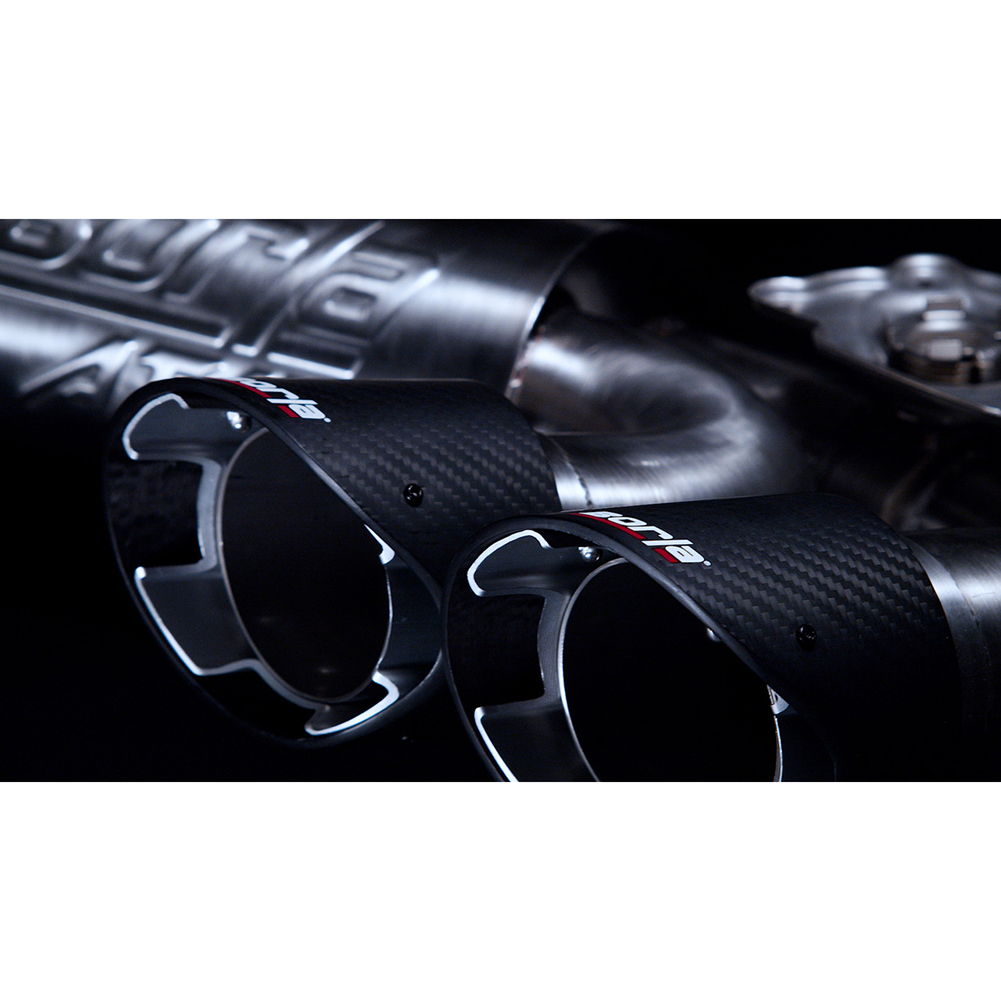 C8 Corvette Stingray Exhaust - Borla Atak Cat Back : Quad 4.0" Dual Rolled Angle Carbon Fiber Tips