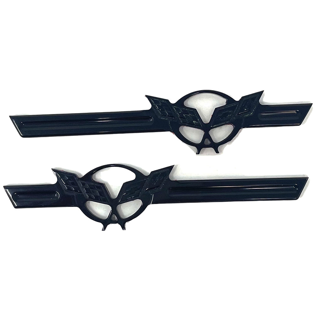 Corvette C5 Logo Billet Badges 2 Pc. - Black : 1997-2004 C5 & Z06