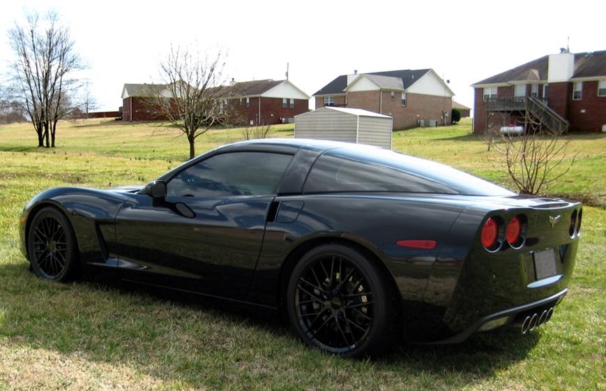 2009-2013 ZR1 Corvette GM Wheel Exchange (Set): Flat Black Powder Coat 19x10/20x12