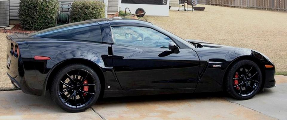 2009 C6Z06 Spyder Corvette GM Wheel Exchange (Set) : Flat Black Powder Coat 18x9.5/19x12