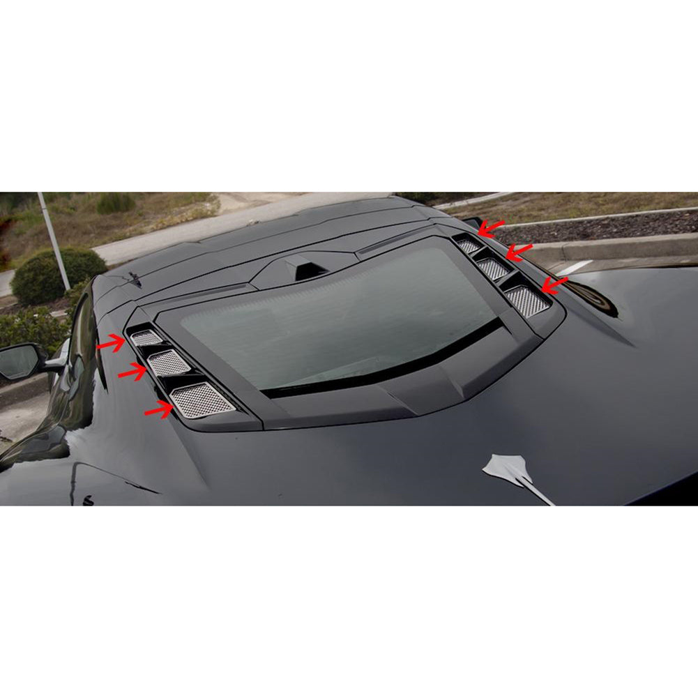 C8 Corvette Perforated Rear Hood Vent Inserts 6Pc : Polished Stainless Steel
